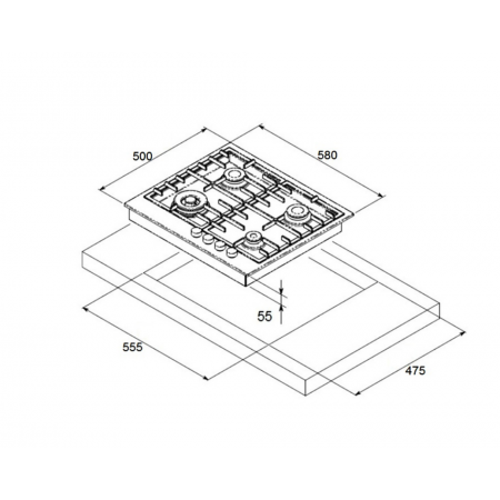 Газовая панель Fabiano FHGR 2744 VGHT Burgundy A-20